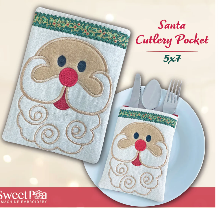 12/6/25 ~ Santa Towel Topper & Santa Cutlery Holder In the Hoop CLASS