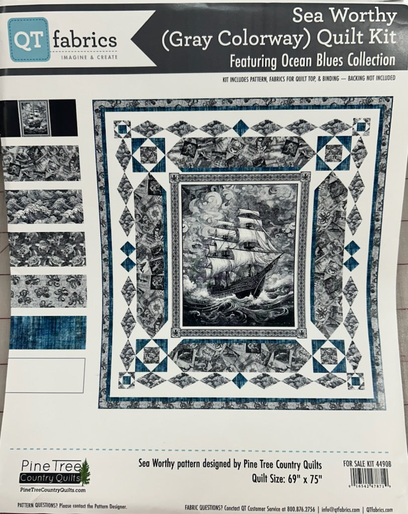 Sea Worthy Quilt ft. Ocean Blues (Gray Colorway) KIT