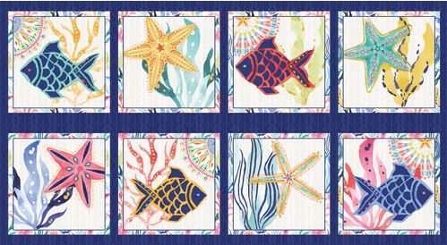 Along the Coast Fish and Seaweed Panel Squares