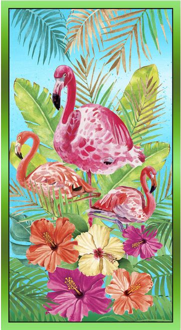 Flock Star Flamingo Hibiscus Panel