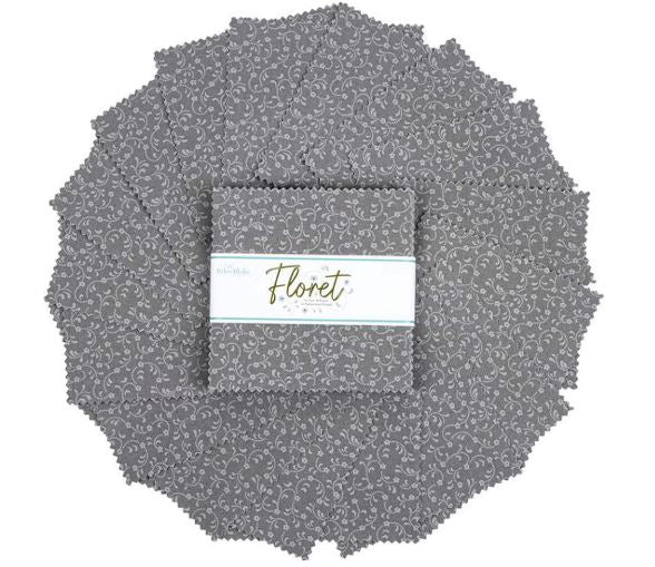 Charm Pack - Floret in Gray - 42pc