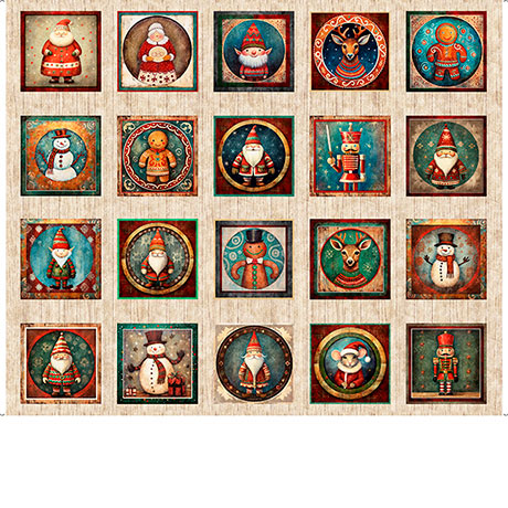 Santa's Workshop Christmas Character Picture Panel Squares