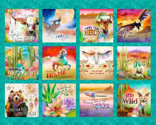 Whimsical West Funny Animal Panel Squares