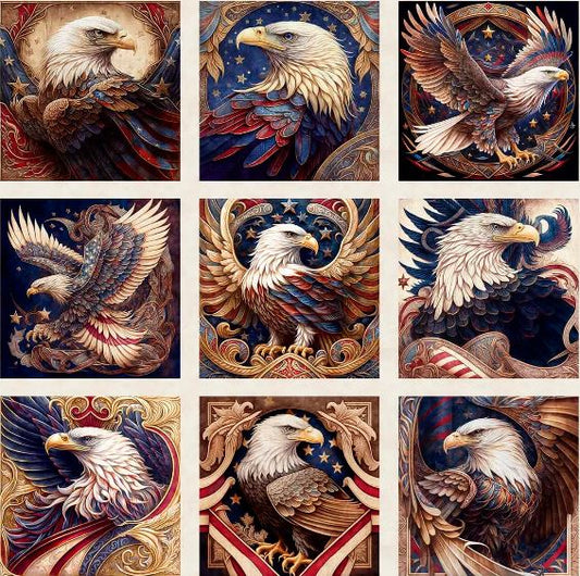 American Spirit Patriotic Eagle Picture Patches Panel Squares