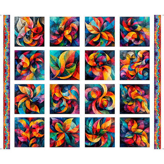 Bedazzled Fractal Color Panel Squares on White