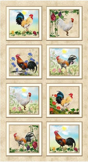 Break of Dawn Rooster Panel Squares