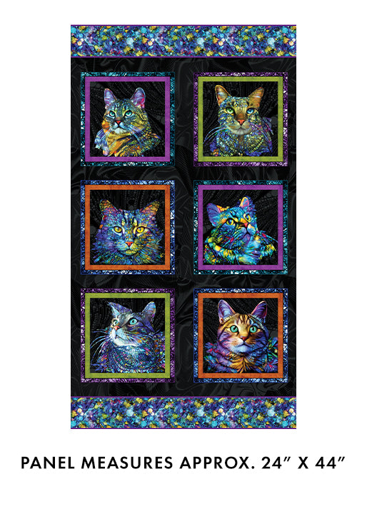 Cat Artistry Mosaic Colorful Cat Portrait Panel Squares