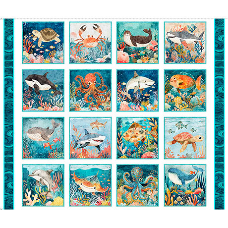 Deep Sea Dazzle Undersea Creatures Picture Patch Panel Squares
