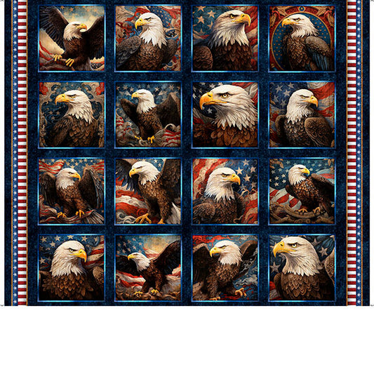 1776 Eagle Panel Squares on Dark Navy