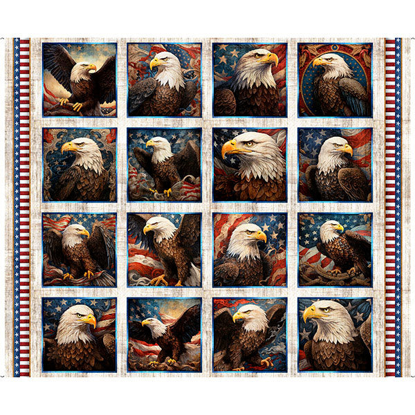 1776 Eagle Panel Squares on Cream