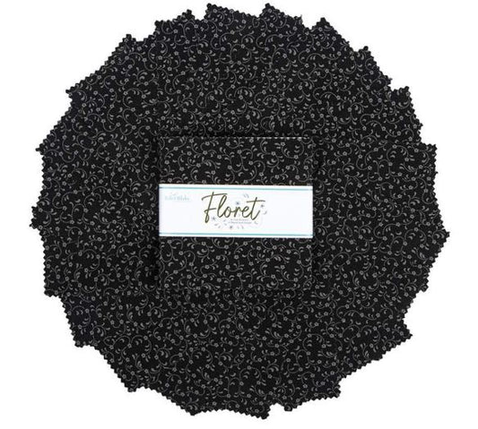 Charm Pack - Floret in Black - 42pc