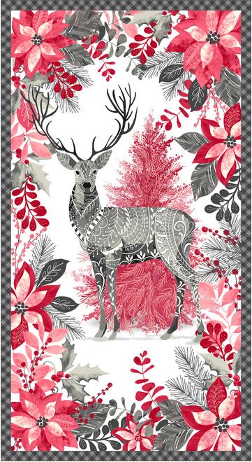 Holiday Style Christmas Deer Panel