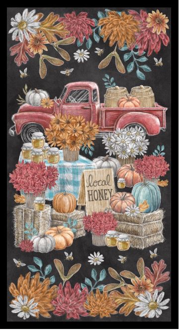 Late Summer Harvest Autumn Red Truck and Honey Panel