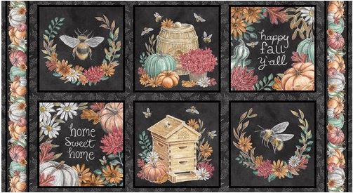 Late Summer Harvest Autumn Bees Panel Squares