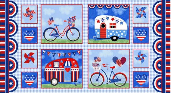 My Happy Place Patriotic Camper and Bike Panel