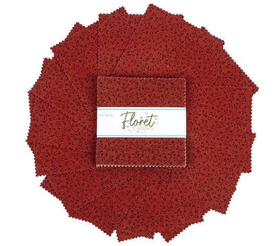 Charm Pack - Floret in Red - 42pc