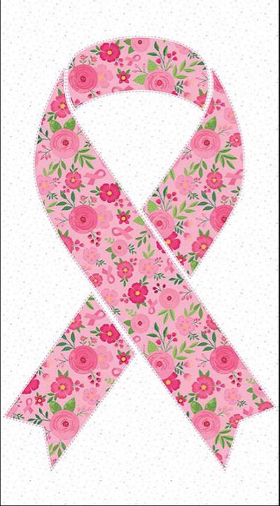 Strength in Pink Floral Breast Cancer Ribbon Panel